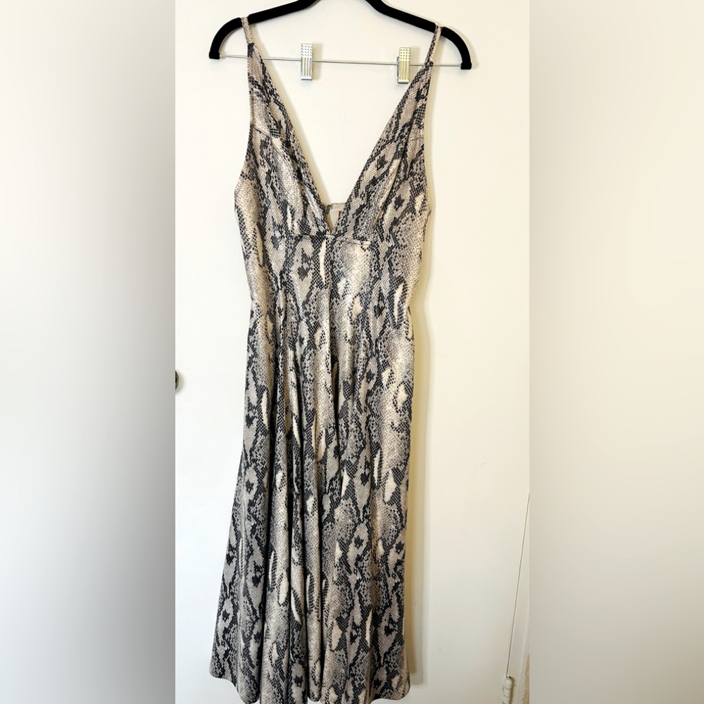 Snake print faux leather dress